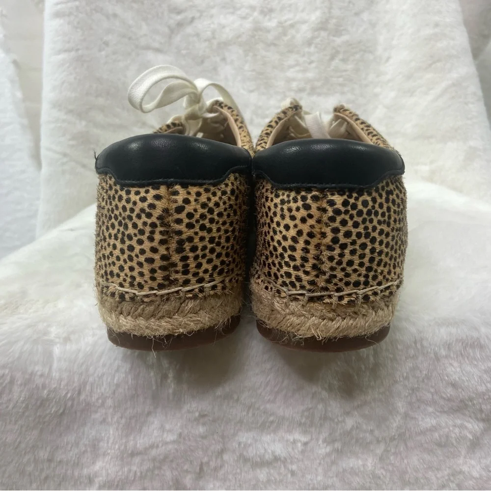 Sole Society Natural Samree 2 Espadrille Sneaker Cheetah Print Lace Up Size 8.5M